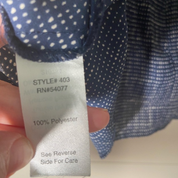 Navy dotted peplum tank blouse -size 8 - Picture 11 of 13